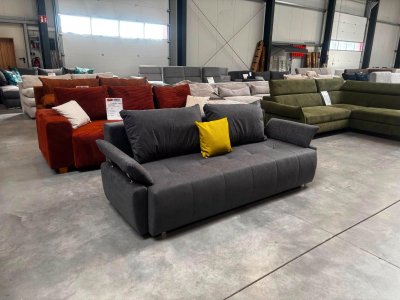 Schlafsofa mit Bettkasten & Federkern – Grau (Einzelstück)