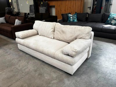 Schlafsofa Cord beige mit Federkern & Bettkasten