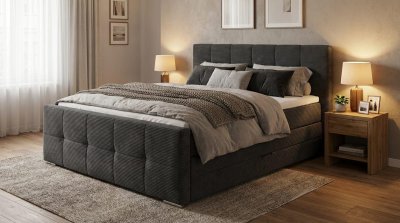 Boxspringbett 180x200 cm mit 2 Bettkästen & Topper