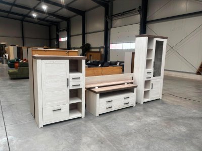 Wohnwand 4-tlg. Eiche Artisan teilmassiv mit Softclose