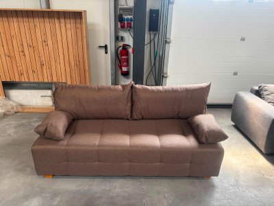 Schlafsofa mit Federkern & Bettkasten - Braun