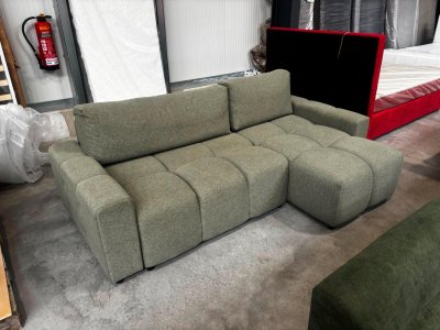 Ecksofa L-Form mit Schlaffunktion & Bettkasten (Grün)