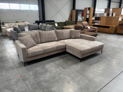 Ecksofa Cord Cappuccino mit Wellenfederung - Einzelstück