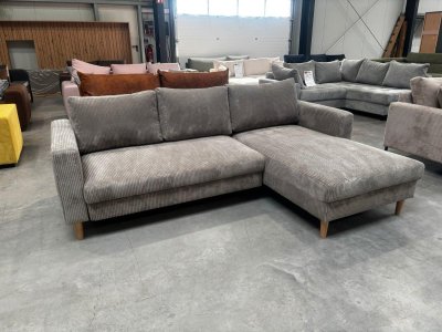 Schlafsofa Cord Betongrau mit Bettkasten & Schlaffunktion