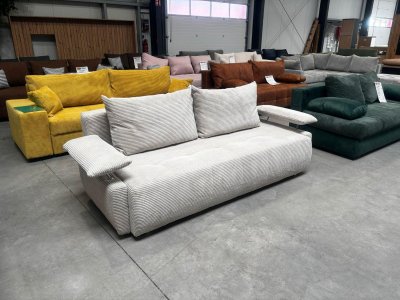 Schlafsofa Cord Beige mit Bettkasten & Federkern