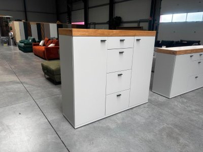 Highboard Grau/Eiche furniert - Neuware von Ideal Möbel