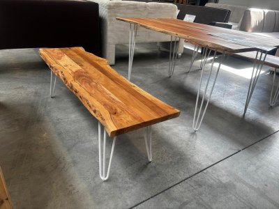 Sitzbank Akazie massiv 160 cm mit Baumkante
