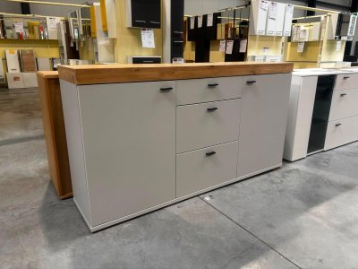 Sideboard 180 cm Weißgrau Eiche furniert