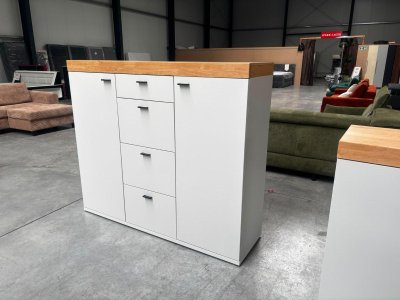 Highboard Weißgrau Eiche furniert Echtlack