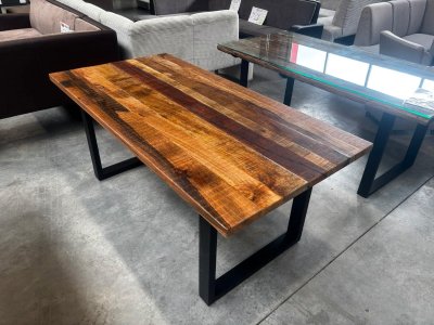 Massivholztisch Mango 180x90 cm, schwarzes Metallgestell