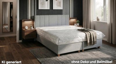 Boxspringbett 160x200 cm Grau mit Gel-Topper & Kaltschaum H3