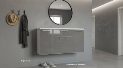 Voss Hänge-Schuhschrank Glasfront Taupe/Weiß 121 cm