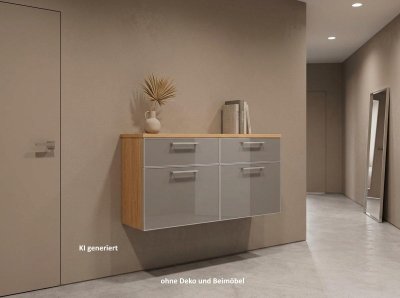 Voss Hänge-Schuhschrank Glasfront Eiche Bianco Taupe