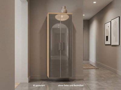 Voss Hänge-Garderobe Eiche Bianco / Taupe Glasfront