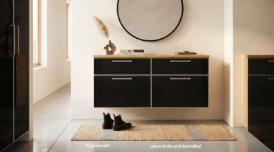 Hänge-Schuhschrank Voss Möbel Eiche Bianco Anthrazit Glasfront