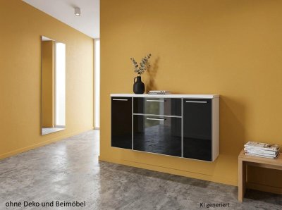 Voss Hänge-Schuhschrank Glasfront 121 cm Weiß/Anthrazit