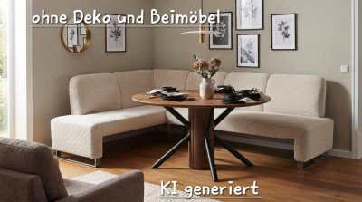 Elegante Eckbank Cordstoff Beige 244x157 cm