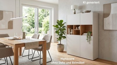 Highboard Kaschmir / Eiche furniert mit LED