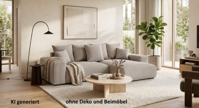 Schlafcouch Cord Hellgrau mit Bettkasten & Schlaffunktion