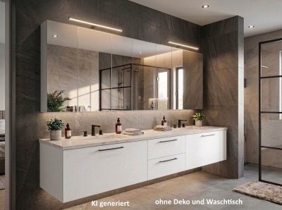Spiegelschrank 150 cm Weiß mit 2 LED-Lampen & Steckdose