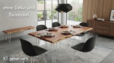 Massiver Esstisch Akazie 160x90 cm mit Baumkante
