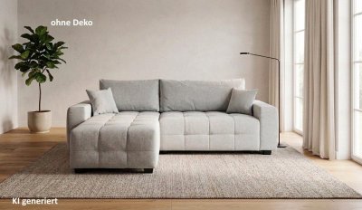Eckschlafsofa mit Bettkasten Silbergrau (Einzelstück)