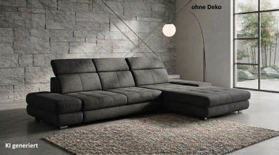Megapol Ecksofa Grau mit Sitztiefen- & Kopfverstellung