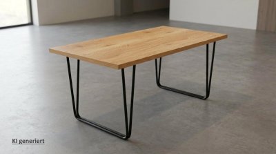 Esstisch Eiche furniert 160x90 cm Schwarz Metall