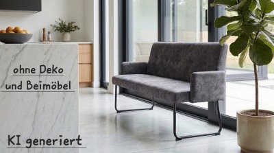 Sitzbank Vintage Anthrazit - Essbank mit Kufengestell