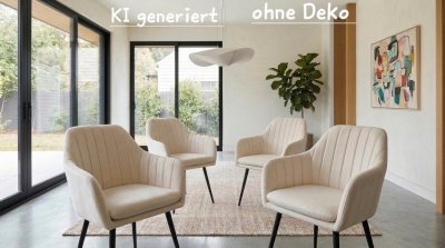 4er-Set Esszimmerstühle Samt Beige mit Armlehnen