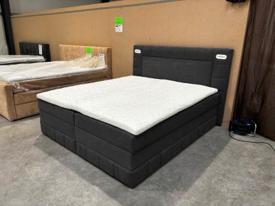 Boxspringbett 180x200 Anthrazit mit Bettkästen & Topper
