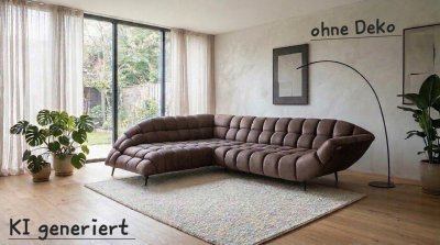 Ecksofa Braun mit motorischem Sitzvorzug