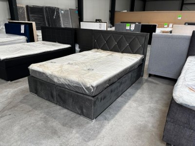 Boxspringbett 140x200 cm mit Topper - Grau