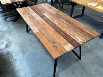 Esstisch Altholz Akazie 181x91 cm X-Gestell Schwarz
